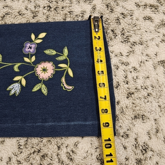 Escada Vintage EU 38 Hippie Boho Floral Dopamine Straight Leg Blue Jeans - Picture 10 of 13